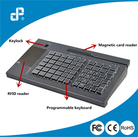 Teclado POS Programable de 63 Teclas al por Mayor con 3 Rieles MSR y Pantalla Táctil para Sistemas POS