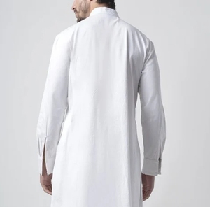 Conjunto de túnica de algodón con botones para hombre blanco antiestático transpirable de algodón de manga larga tradicional - Product Image 5
