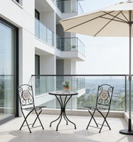 Ensemble bistrot mosaïque d'extérieur, 2 chaises, 1 table, mobilier de patio pliable