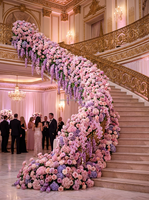 Rangkaian Bunga Artifisial Mewah Warna Pink Ungu dengan Mawar Anggrek Hydrangea untuk Dekorasi Upacara Pernikahan