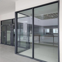 Cloison en verre moderne et fonctionnelle, cadre en aluminium de 84 mm, double vitrage de 5 mm, cloison de séparation commerciale, hôpital, école, maison, bureau