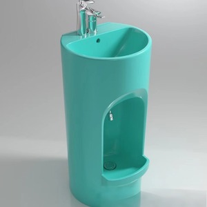 Hiện đại nhiệt độ cao dính liền gốm tích hợp cột bệ bồn rửa cho phòng tắm wudu lưu vực cho khách sạn biệt thự - Product Image 4