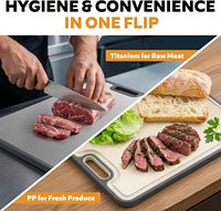 Planche à découper en titane pur, double face, réversible, sans BPA, en paille de blé PP, bord antidérapant pour viande et légumes