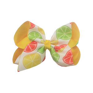 Fiocchi per capelli in nastro grosgrain e fermagli per capelli a forma di limone per ragazze - Accessori per bambini da 6 pollici - Product Image 4