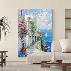 Peintures à l'huile de tailles personnalisables, peintures murales, décorations d'intérieur, peintures murales de paysages peintes à la main, peintures de paysages marins sur toile - Product Image 5