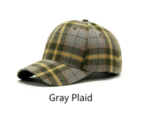 Casquette de baseball vintage en mélange de laine à carreaux, casquette classique à visière incurvée à motif écossais, chapeau unisexe tendance pour toutes les saisons, vente en gros