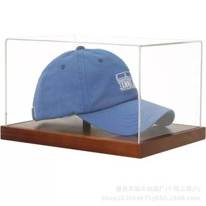 Hesen Solid Wood Baseball Cap Display Case Transparent Acrylic <b>Hat</b> <b>Stand</b> With Shelves For Collection Storage - Product Image 4