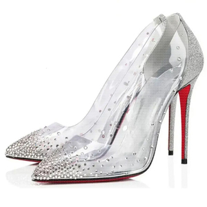 Bán Buôn Thiết Kế Sang Trọng Của Phụ Nữ Gót Đáy Đỏ Mỏng Cô Dâu Màu Đen Cao Gót Bơm Dép Bằng Sáng Chế Da Trên Ren-up Chiều Cao - Product Image 5