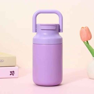 Stainless Steel Vacuum Tumbler Blue With Handle Minimalist Design For Travel 12-24 Hours Thermal Insulation - Product Image 3
