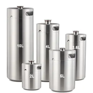 Home Brewing Acier Inoxydable 304 Draft Mini Beer Growler 2L 3.6L 4L 5L 10L Beer Tap Keg avec Logo Personnalisé à Vendre