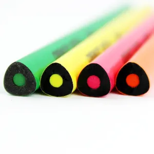 Crayons d'art personnalisés OEM crayons jumbo en bois noir crayon de couleur néon fluorescent de haute qualité avec logo imprimé