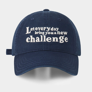 Casquette de baseball en coton lavé avec broderie de lettres « Que chaque jour vous apporte un nouveau défi », unisexe, réglable, style décontracté pour papa - Product Image 2
