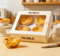 Boîte à tartelettes NOBLE personnalisée gaufrée, réutilisable, imperméable, impression quadricolore, pour 2 à 6 pièces, emballage alimentaire pour pâtisserie