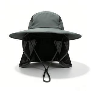Unisex UPF50+ <b>Neck</b> <b>Flap</b> <b>Sun</b> <b>Hat</b> Wide Brim Quick Dry Mesh Outdoor Fishing Hiking Safari Bucket <b>Hat</b> <b>with</b> Wind Lanyard - Product Image 2