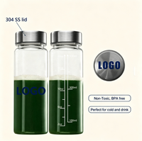 Bouteille shaker en plastique Tritan de 16 oz sans BPA avec bouchon en acier inoxydable, réutilisable, transparente, pour jus, protéines, sport