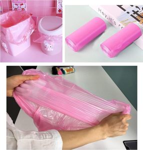 Bolsas de Basura para Baño Huamaohengchun de 4 Galones, 5 Rollos/100 Unidades, Asas Pequeñas, Color Rosa, Material LDPE Resistente - Product Image 4