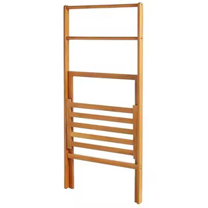Porte-serviettes chauffant pliable multifonctionnel en bambou avec étagère à 3 niveaux - Product Image 3