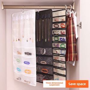Organizador de Joyas Colgante de Doble Cara con Bolsillos Transparentes, Bolsa de Almacenamiento de Joyas de Gran Capacidad para Collares, Pendientes y Anillos - Product Image 3
