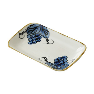 Plato rectangular de cerámica pintado a mano para frutas, plato de porcelana para aperitivos y postres, para fiestas de té, diseño fresco y lindo. - Product Image 5