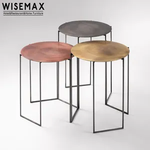 Wisemax โต๊ะกลางกลางโต๊ะกาแฟทรงกลมทำจากโลหะขนาดเล็กแบบเรียบง่ายโต๊ะน้ำชาสำหรับห้องนั่งเล่น