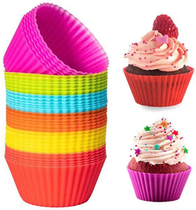 <b>Silicone</b> Cupcake <b>Baking</b> Cups 24 Pack, Reusable & Non-stick Muffin Cupcake Liners Holders Set for Party Halloween Christmas - Product Image 1