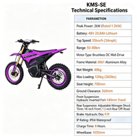 Electric Dirt Bike 2kW Peak Power 48V 20.8Ah Lithium Battery 55km/h Max Speed Adult Off-Road Mid-Drive Electric Motorcycle
