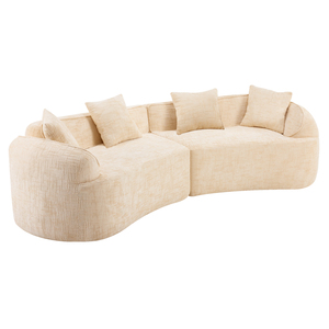Sofá Seccional de Tres Plazas con Esquinas Curvas de Estilo Nórdico Minimalista, Tapicería Textil Ecológica y Agradable al Tacto - Product Image 6