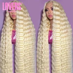 Perruque en cheveux humains avec dentelle frontale HD 613 13x4, vague profonde, 40 pouces, perruque en dentelle frontale HD 613 13x6, 100% cheveux humains vierges, perruque <span class=keywords><strong>blonde</strong></span> en dentelle frontale - Product Image 3