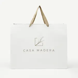 Bolsas De Papel Custom Print Logo Recycled Gift Luxury White Cardboard Paper Shopping Bag With Your Own Logo