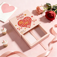 Boîte cadeau à tiroir sur le thème de la Saint-Valentin, boîte rigide avec fenêtre transparente pour bracelet, collier, petit emballage de bijoux
