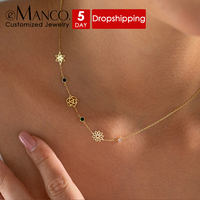 Collier EManco avec pendentif multi-fleurs et accent en pierres précieuses, chaîne plaquée or, délicat, pour anniversaire, vacances, bijoux de mode