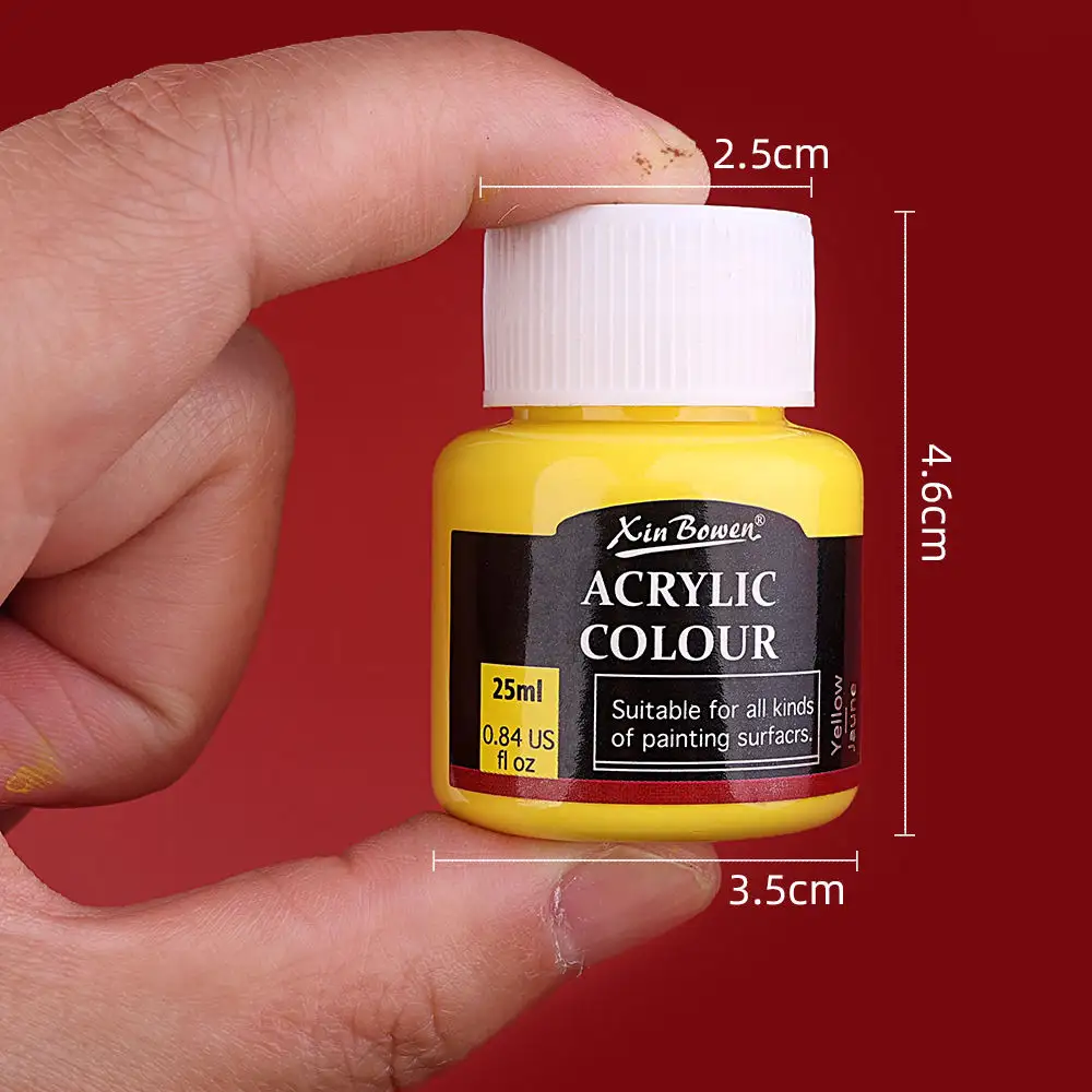 Xin Bowen 25ml 12 색 아티스트 페인트 인기있는 아크릴 컬러 병 포장 아트 페인팅을위한 최고 품질의 아크릴 페인트