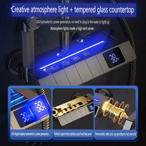 Ensemble de <span class=keywords><strong>douche</strong></span> thermostatique en zinc avec affichage numérique et commande à touches piano, doté d'une douchette à main et d'une pomme de <span class=keywords><strong>douche</strong></span> supérieure, pour salle de bain - Product Image 3