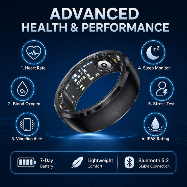 Vibration Alert Smart Ring Call SMS Notification Heart Rate SpO2 Sleep Monitor IP68 Waterproof OEM/ODM Custom Logo Manufacturer
