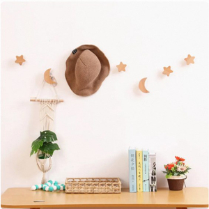 FSC Moon and Star Ganchos de madera Perchero montado en la pared Cesta montada en la pared Hogar Sala de estar - Product Image 4