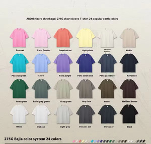 T-shirt in cotone 100% alla moda da <span class=keywords><strong>uomo</strong></span> alla moda di colore puro americano a maniche corte all'ingrosso 275g tinta unita - Product Image 4