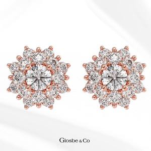 Pendientes de Diamantes OEM/ODM, Joyería Fina, Pendientes de Halo con Diamantes Naturales de 4 mm, Elegantes, Lujosos y Clásicos para Mujer - Product Image 3