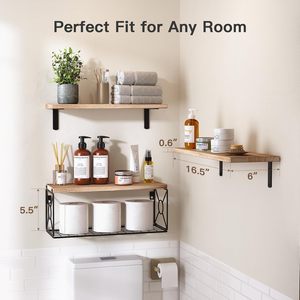 Étagères flottantes Art Déco pour salle de bain, panier de rangement pour toilettes, étagère murale gain de place pour salle de bain/cuisine/salon - Product Image 3