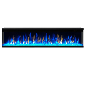 Chimenea Eléctrica de Vidrio de 3 Lados con Efecto de Llama Realista, Termostato con Control Remoto de 60 Pulgadas, Color Negro - Product Image 2