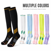Chaussettes de sport pour hommes antidérapantes, anti-transpiration, à compression, soutien professionnel du mollet, hauteur genou, mélange 62% nylon, écologiques, pour la course à pied
