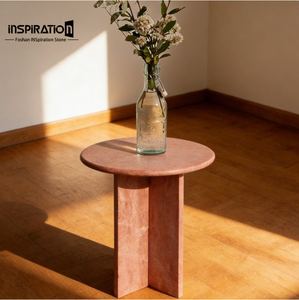 Mesa de Centro Ovalada de Piedra Natural con Curva Suave para Cuarto de Niños, Mesa Auxiliar de Travertino de Tamaño Personalizado, Mesa de Forma Orgánica de Travertino - Product Image 5