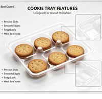 Plateau d'insertion pour biscuits en plastique PET transparent personnalisé, jetable, de qualité alimentaire, pour l'emballage de biscuits et pâtisseries en supermarché