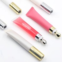Huile à lèvres transparente et teintée en tube souple avec applicateur en alliage de zinc, gloss nourrissant pour le maquillage quotidien des lèvres, sans logo