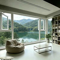 Ventanas de Aluminio con Marco Empotrado, Aislamiento Térmico, Doble Vidrio Templado, Insonorizadas, de Fácil Instalación, Modernas, para Villa