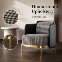Fauteuil de loisirs individuel en PU, motif pied-de-poule, style minimaliste italien de luxe, pour salons, petits appartements, salons de beauté - En promotion