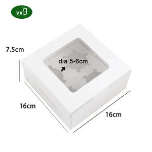 VVG Wholesale 12 Holes White Pink Kraft Bakery Carrier Cupcakes Packaging Box With Windows And Inserts