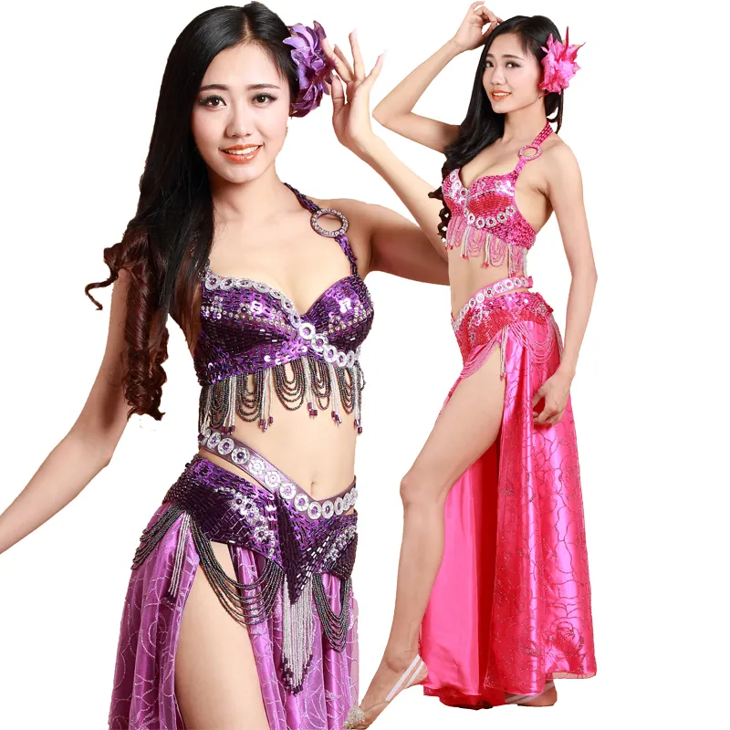 Ensemble de performance de danse du ventre avec soutien-gorge et ceinture, fabriqué sur mesure,