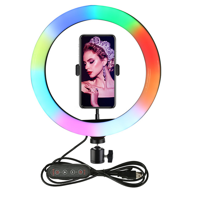Aros De Luz 10 Inch 26cm RGBCCT Circle Photography Lighting Led RGB Ring Light with Phone Holder Tripod Stand