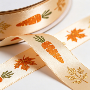 Lazo de satén 100% poliéster con diseño de otoño para manualidades, decoración y envoltura de regalos - Product Image 2