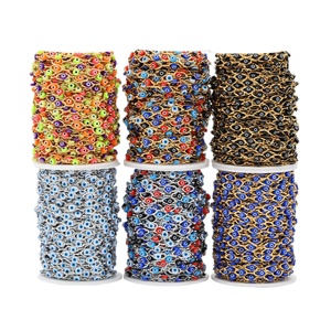 Nouvelle Chaîne Œil du Diable 6mm, Chaîne à Perles Mixtes Colorées, Acier Inoxydable, Accessoires DIY pour Bracelet, Collier et Ornement - Product Image 1